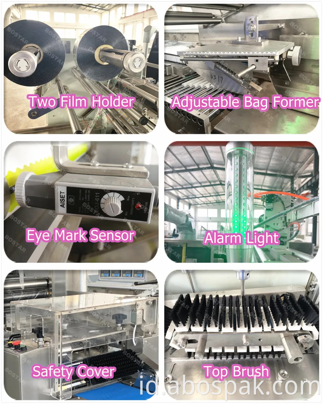 Bostar Boss590 Frozen Food Tray Pouch Rotary Otomatis Multi-Fungsi Bantal Packaging Machine